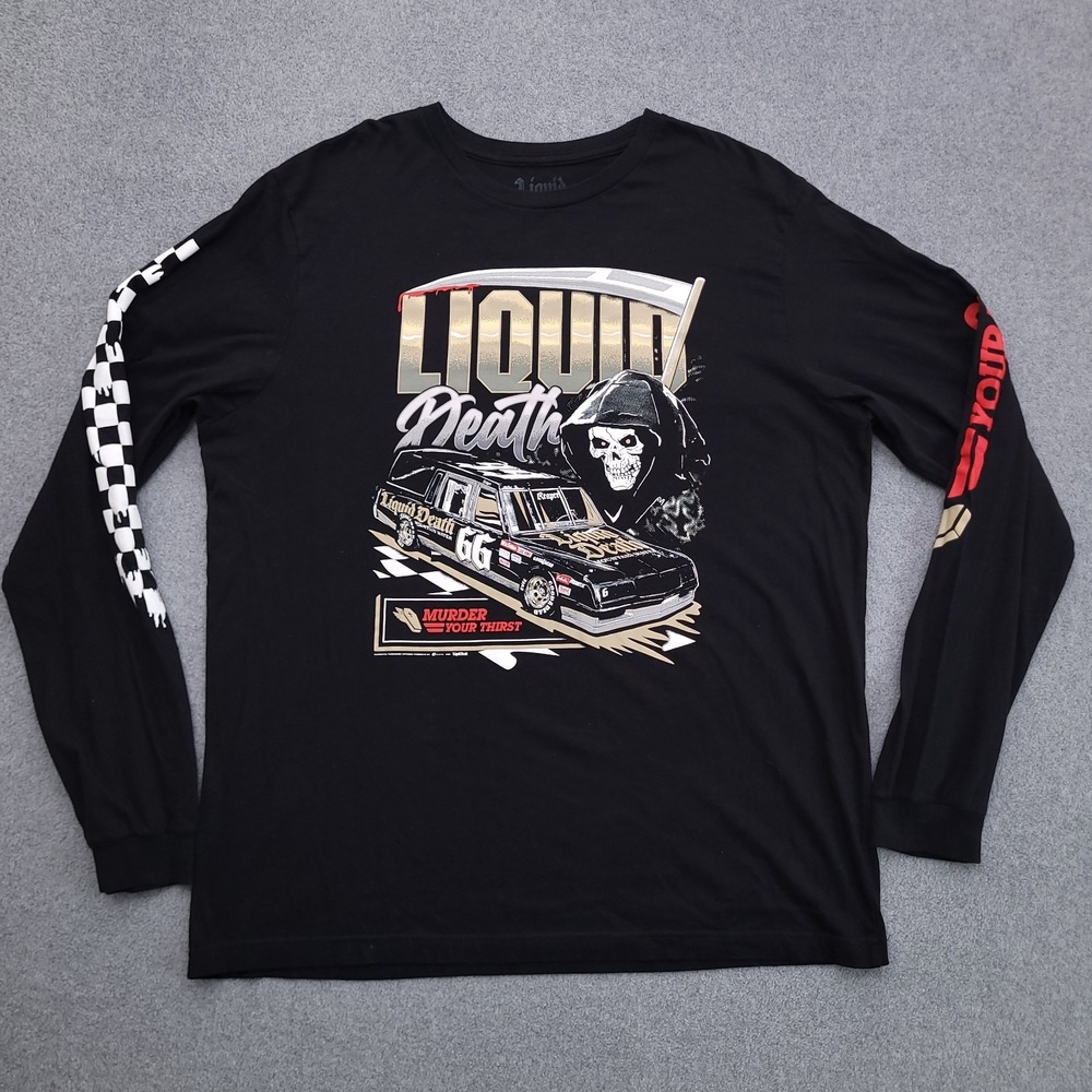 Liquid Death Shirt Mens 2XL Black Hell Wagon Racing Grim Reaper Limited Edition